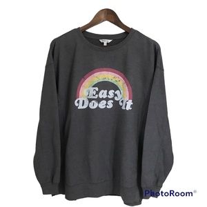 Wildfox Graphic Gray/Charcoal Relaxed Fit Size M Sweatshirt Sweater Light C